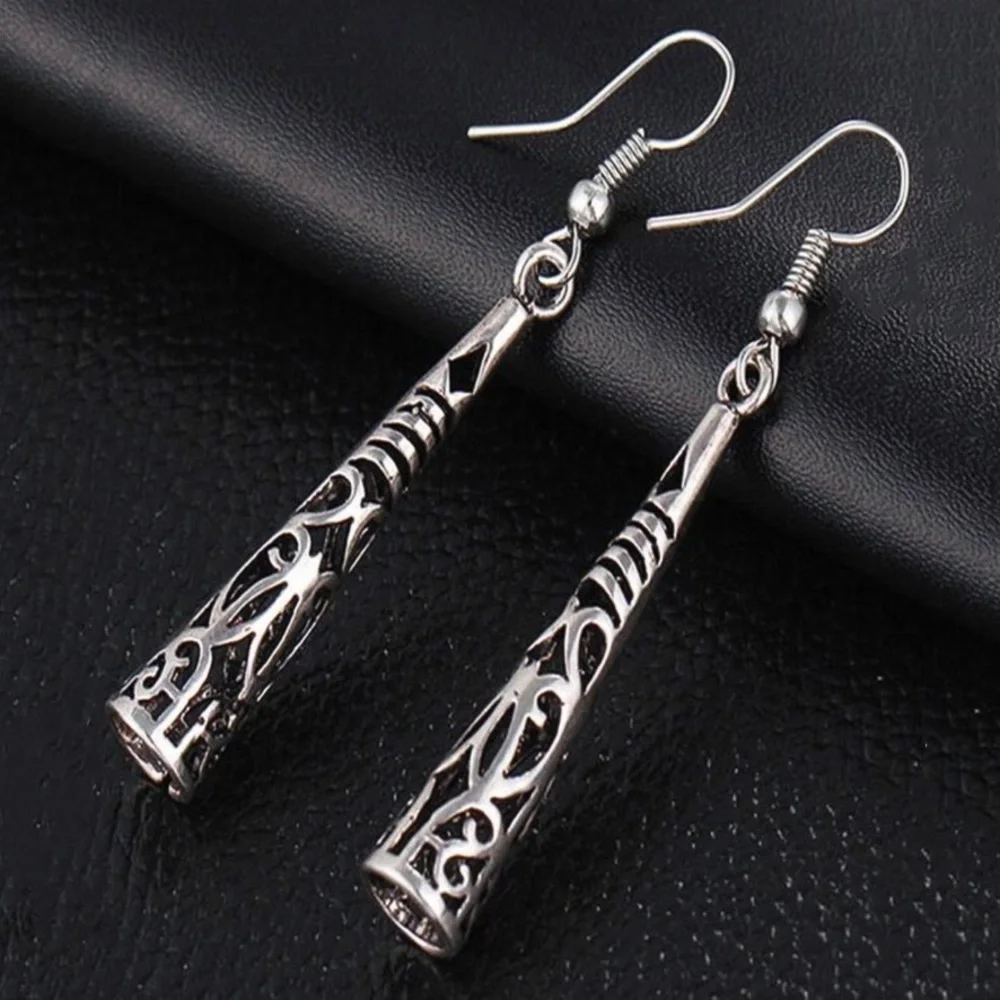 Silver Boho Totem Drop Earrings - Picture 2 of 5